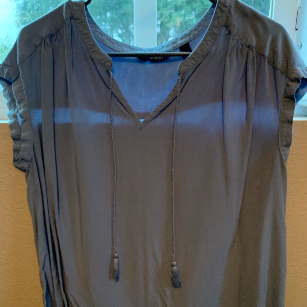 Blue boho blouse
